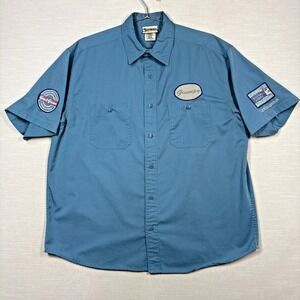 Disney World Mechanic Shop Shirt Grumpy Gas & Grease Men Large Blue